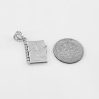 .925 Sterling Silver Armenian Christian Open Holy Bible Pendant Necklace