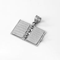 .925 Sterling Silver Armenian Christian Open Holy Bible Pendant Necklace