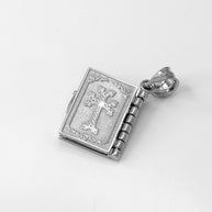 .925 Sterling Silver Armenian Christian Open Holy Bible Pendant Necklace