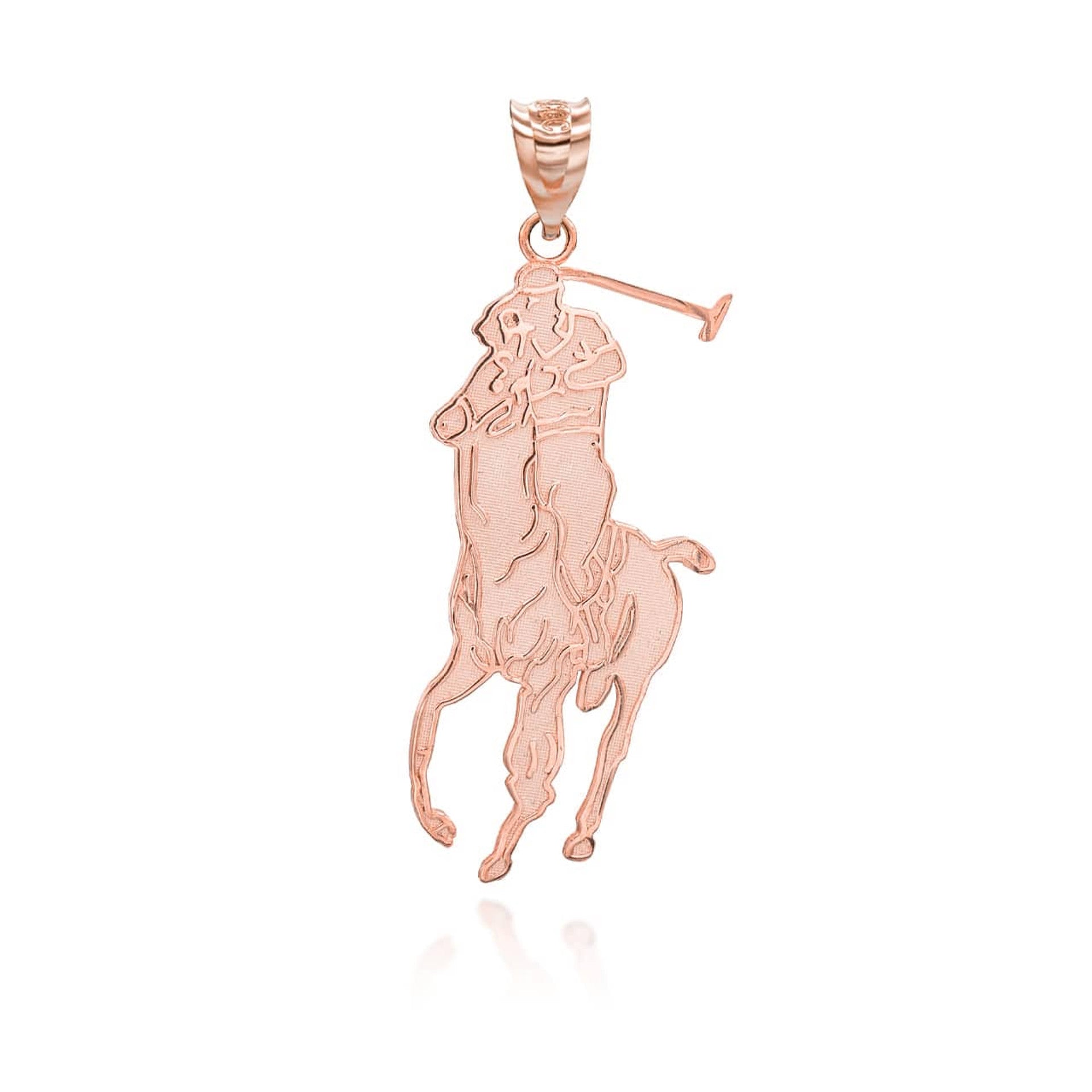 Gold Polo Sport Horse Riding Jockey Pendant Necklace (Available in Yellow/Rose/White)
