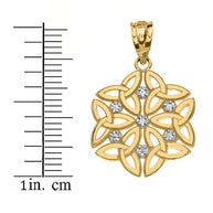 Gold Diamond Milgrain Irish Celtic Dara Knot Trinity Triquetra Pendant Necklace (Available in Yellow/Rose/White Gold)