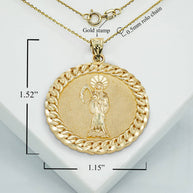 Gold Cuban Framed Santa Muerte Pendant Necklace (Available in Yellow/Rose/White Gold)