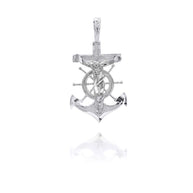 Silver Jesus Anchor Mariner Necklace