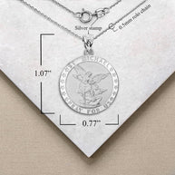 .925 Sterling Silver Religious Patron Saint Michael Archangel Medallion Pendant Necklace