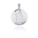 .925 Sterling Silver Religious Patron Saint Christopher Protection Medallion Pendant Necklace