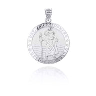 .925 Sterling Silver Religious Patron Saint Christopher Protection Medallion Pendant Necklace