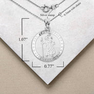 .925 Sterling Silver Religious Patron Saint Christopher Protection Medallion Pendant Necklace