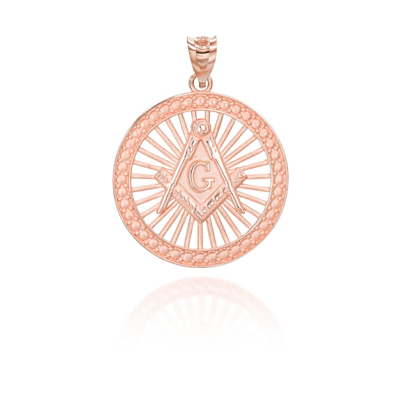 Gold Freemason Square and Compasses Illuminated Pendant Necklace (Available in Yellow/Rose/White Gold)