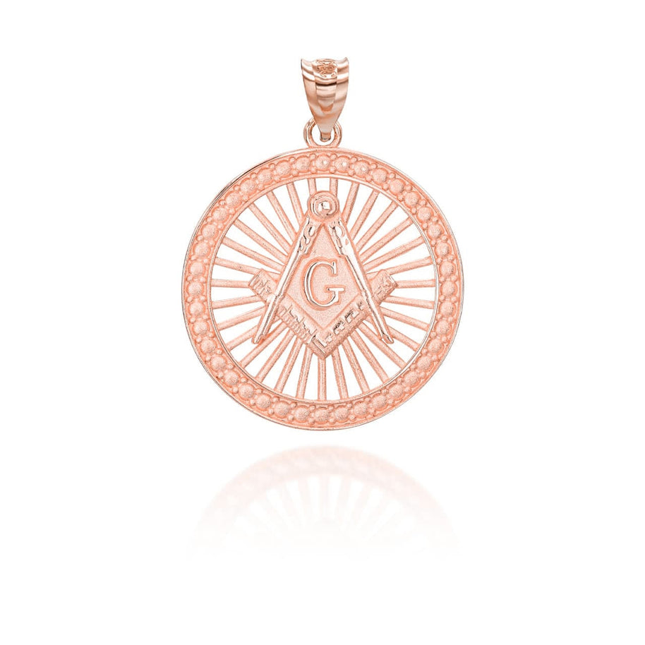 Gold Freemason Square and Compasses Illuminated Pendant Necklace (Available in Yellow/Rose/White Gold)