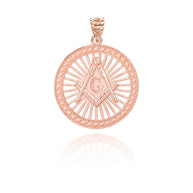 Gold Freemason Square and Compasses Illuminated Pendant Necklace (Available in Yellow/Rose/White Gold)