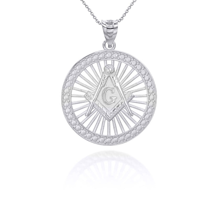Silver Freemason Square and Compasses Illuminated Pendant Necklace