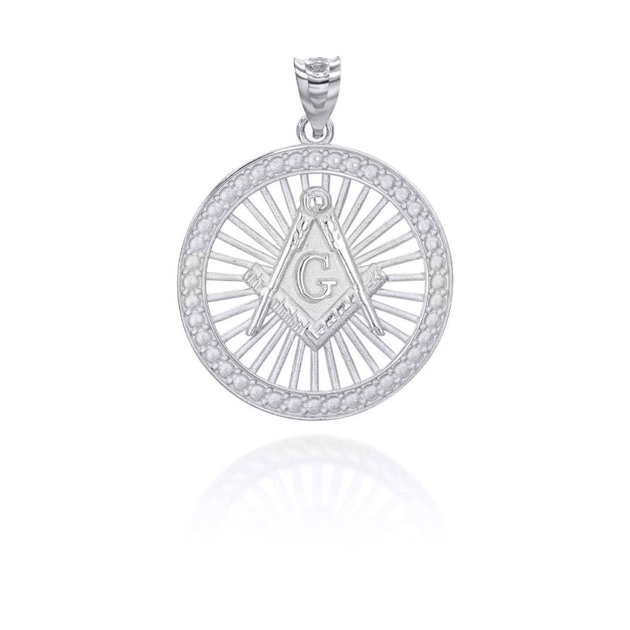 Silver Freemason Square and Compasses Illuminated Pendant Necklace