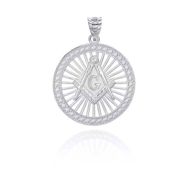 Silver Freemason Square and Compasses Illuminated Pendant Necklace