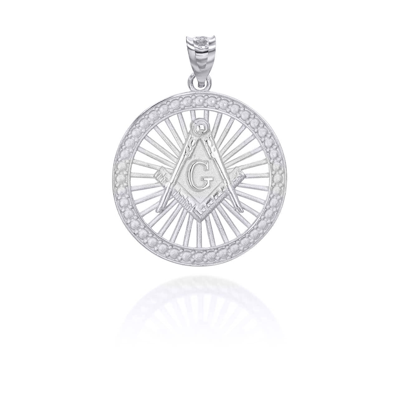 Gold Freemason Square and Compasses Illuminated Pendant Necklace (Available in Yellow/Rose/White Gold)