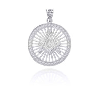 Gold Freemason Square and Compasses Illuminated Pendant Necklace (Available in Yellow/Rose/White Gold)