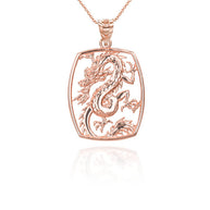 Gold Chinese Dragon Pendant Necklace (Available in Yellow/Rose/White Gold)