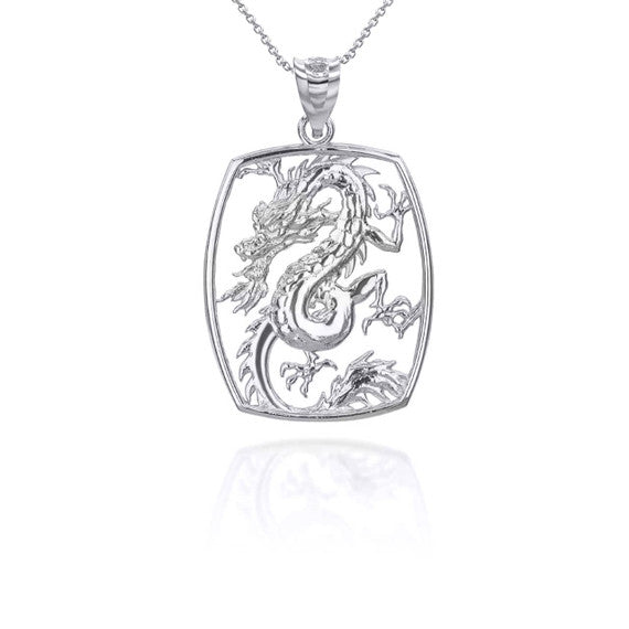 Gold Chinese Dragon Pendant Necklace (Available in Yellow/Rose/White Gold)