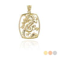 Gold Chinese Dragon Pendant Necklace (Available in Yellow/Rose/White Gold)