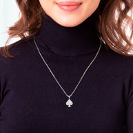 Silver Diamond Cut Ace of Spades Pendant Necklace