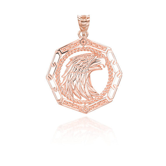 Solid Gold American Bald Eagle Pendant Necklace (Available in Yellow/Rose/White Gold)