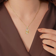 Two Tone Gold Chinese Lunar New Year of the Dragon with Diamonds Pendant Necklace (Available in Yellow/Rose/White Gold)
