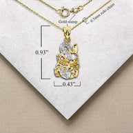 Two Tone Gold Chinese Lunar New Year of the Dragon with Diamonds Pendant Necklace (Available in Yellow/Rose/White Gold)