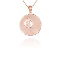Solid Gold Billiards 8 Ball Pool Pendant Necklace (Available in Yellow/Rose/White Gold)