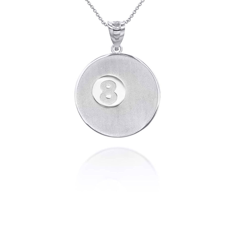 Solid Gold Billiards 8 Ball Pool Pendant Necklace (Available in Yellow/Rose/White Gold)