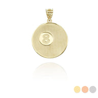 Solid Gold Billiards 8 Ball Pool Pendant Necklace (Available in Yellow/Rose/White Gold)
