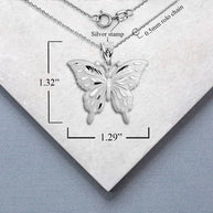 Silver Diamond Cut Butterfly Pendant Necklace