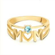 Gold Personalized Mom Heart 1 Birthstone Mother's Ring (Available in Yellow/Rose/White Gold)