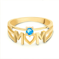 Gold Personalized Mom Heart 1 Birthstone Mother's Ring (Available in Yellow/Rose/White Gold)