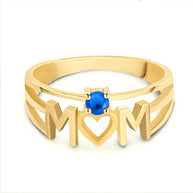 Gold Personalized Mom Heart 1 Birthstone Mother's Ring (Available in Yellow/Rose/White Gold)