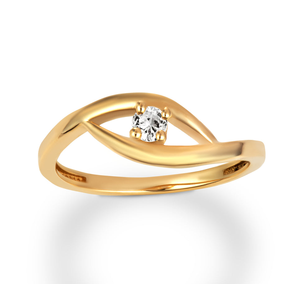 Gold Personalized Lab Created Birthstone Wavy Band Ring (Available in Yellow/Rose/White Gold)
