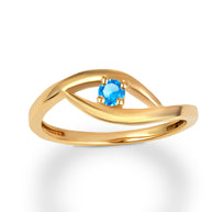 Gold Personalized Lab Created Birthstone Wavy Band Ring (Available in Yellow/Rose/White Gold)