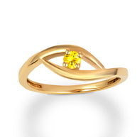 Gold Personalized Lab Created Birthstone Wavy Band Ring (Available in Yellow/Rose/White Gold)