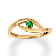 Gold Personalized Lab Created Birthstone Wavy Band Ring (Available in Yellow/Rose/White Gold)