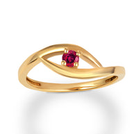 Gold Personalized Lab Created Birthstone Wavy Band Ring (Available in Yellow/Rose/White Gold)