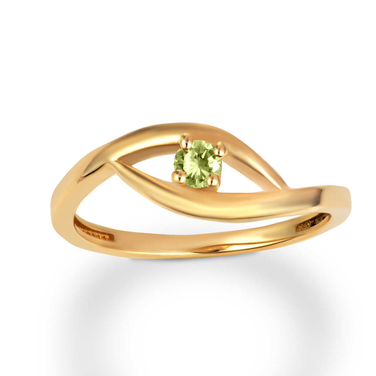Gold Personalized Lab Created Birthstone Wavy Band Ring (Available in Yellow/Rose/White Gold)