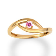 Gold Personalized Lab Created Birthstone Wavy Band Ring (Available in Yellow/Rose/White Gold)