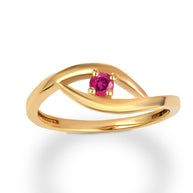 Gold Personalized Lab Created Birthstone Wavy Band Ring (Available in Yellow/Rose/White Gold)