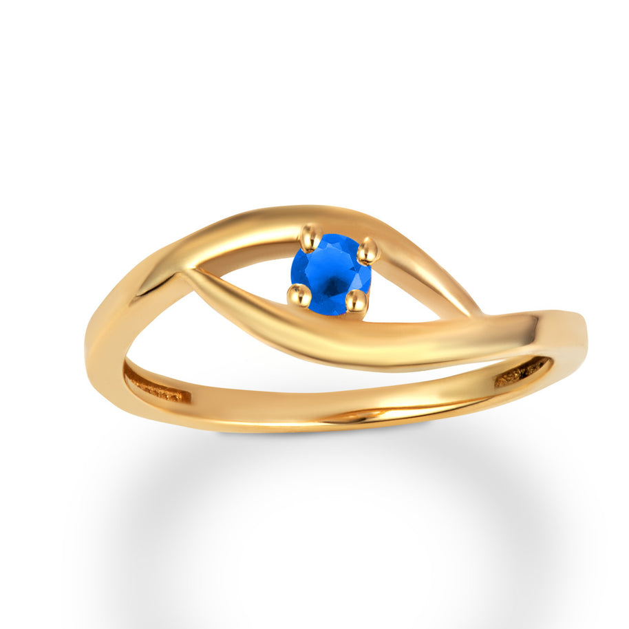 Gold Personalized Lab Created Birthstone Wavy Band Ring (Available in Yellow/Rose/White Gold)
