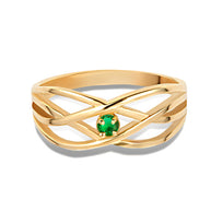 Gold Personalized 1 Birthstone Cross Over Ring (Available in Yellow/Rose/White Gold)