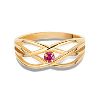 Gold Personalized 1 Birthstone Cross Over Ring (Available in Yellow/Rose/White Gold)