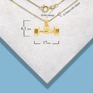 Gold Dumbbell Weightlifting Fitness Gym Pendant Necklace (Available in Yellow/Rose/White Gold)