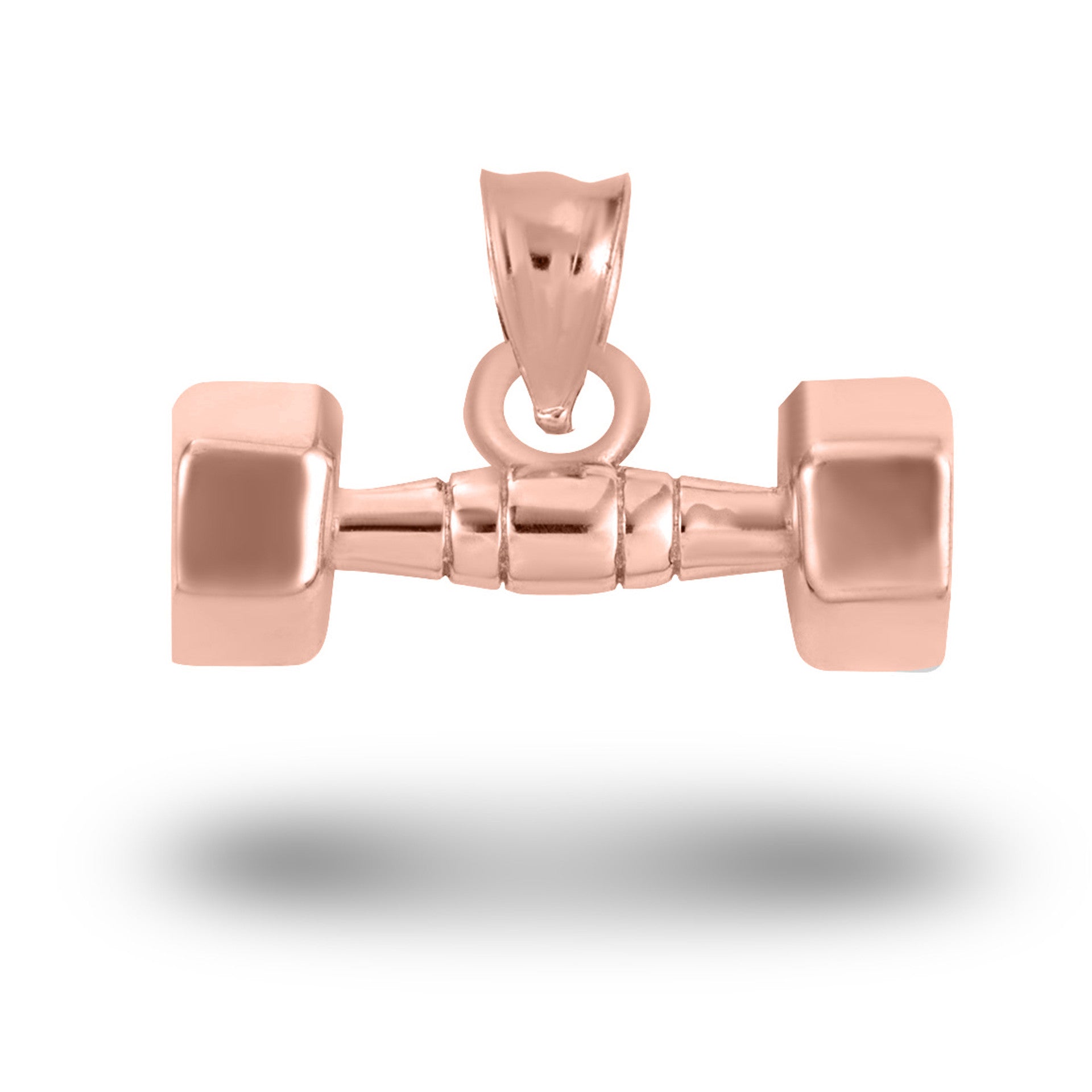 Gold Dumbbell Weightlifting Fitness Gym Pendant Necklace (Available in Yellow/Rose/White Gold)