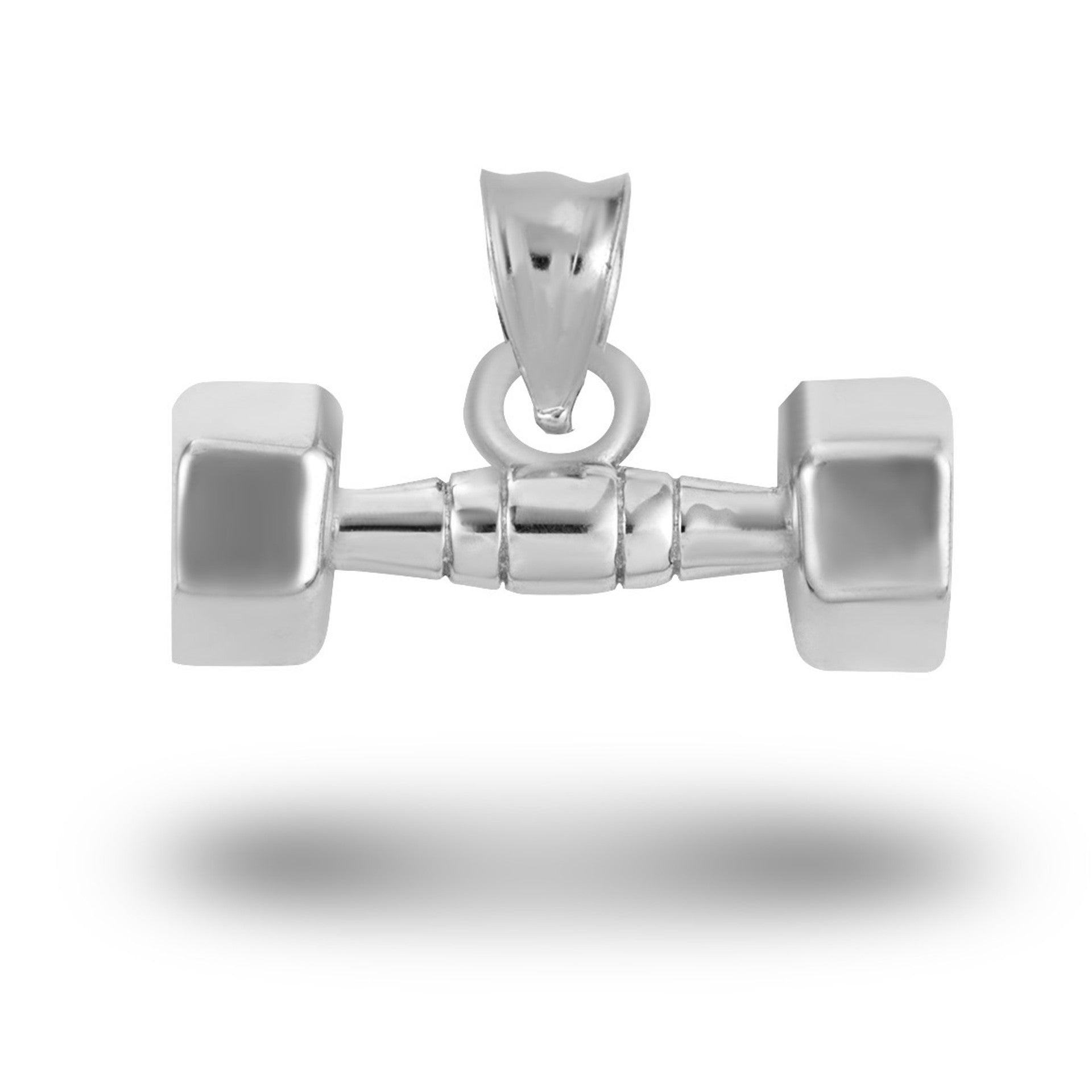 Gold Dumbbell Weightlifting Fitness Gym Pendant Necklace (Available in Yellow/Rose/White Gold)