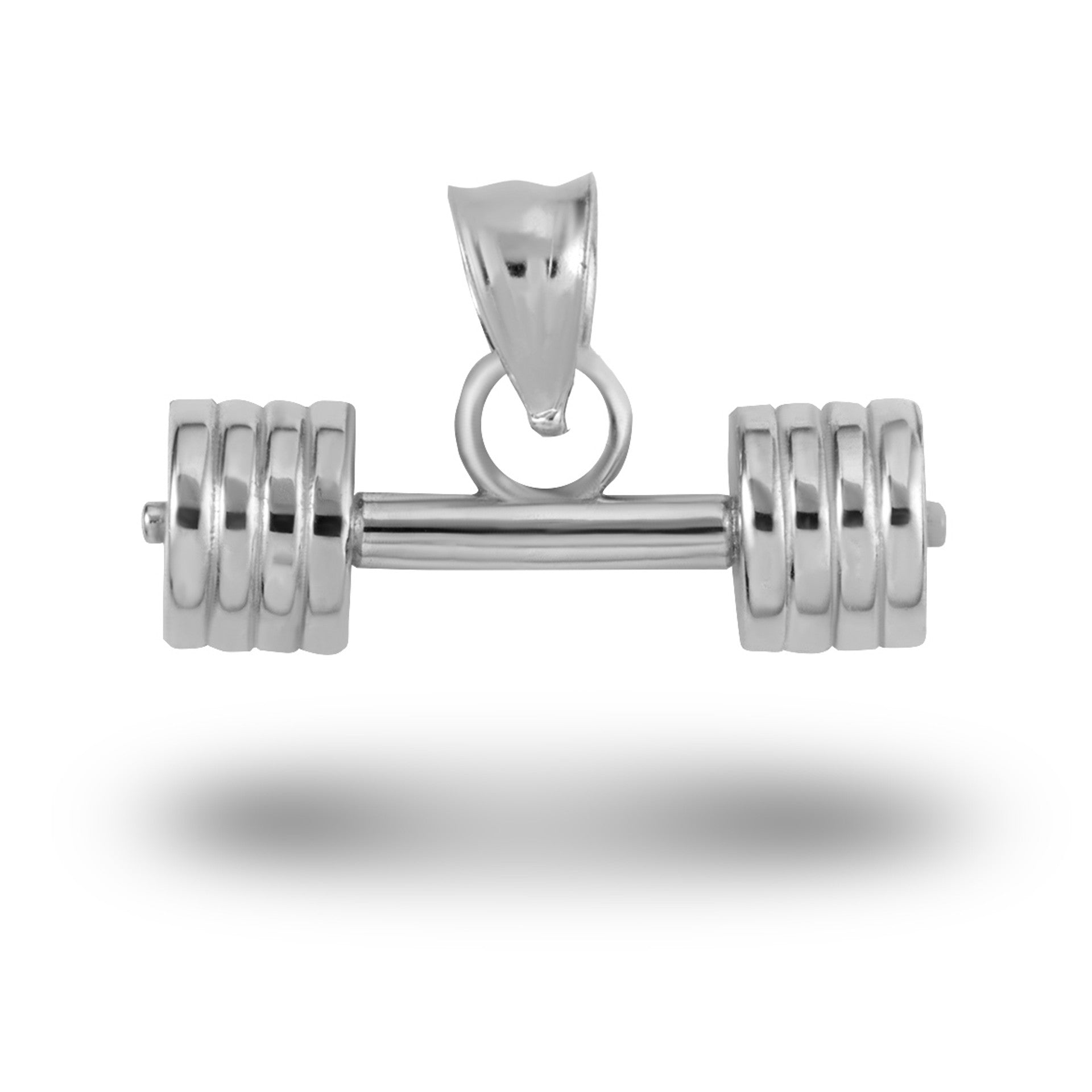 Gold Barbell Weightlifting Fitness Gym Pendant Necklace (Available in Yellow/Rose/White Gold)