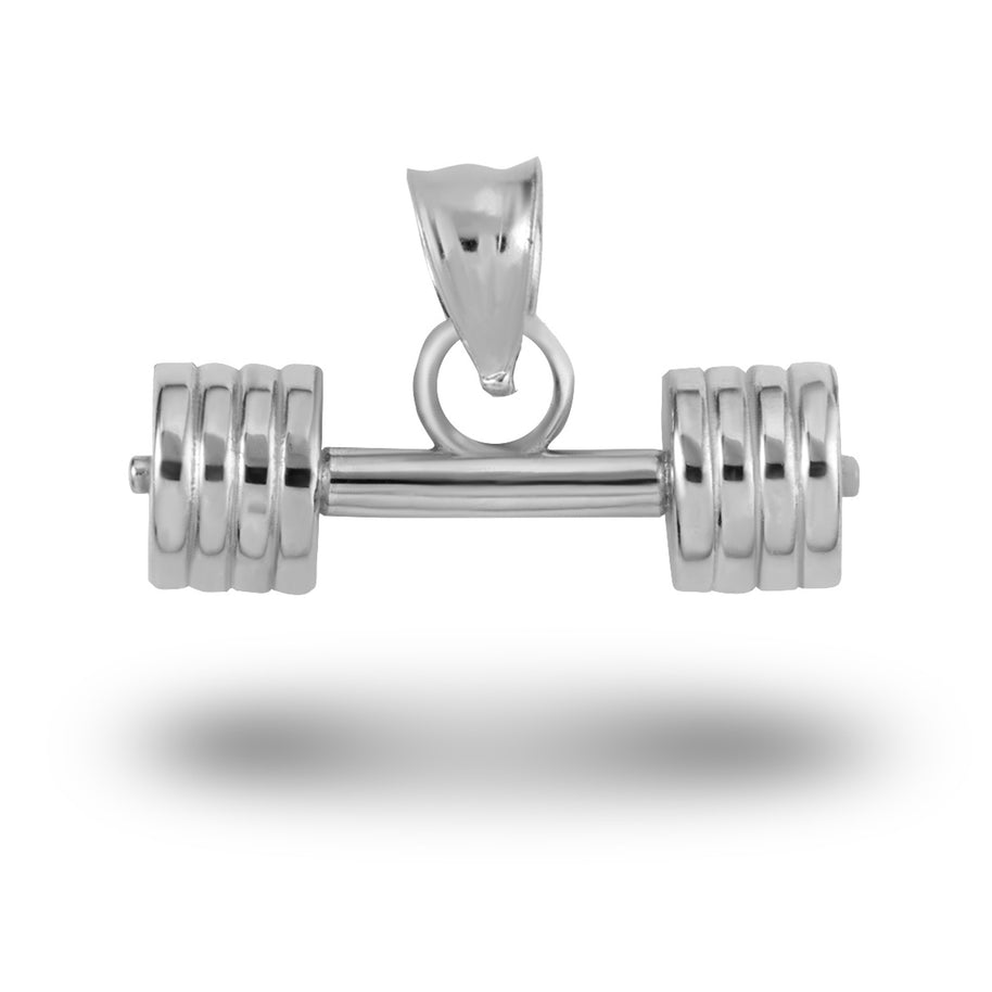 Gold Barbell Weightlifting Fitness Gym Pendant Necklace (Available in Yellow/Rose/White Gold)