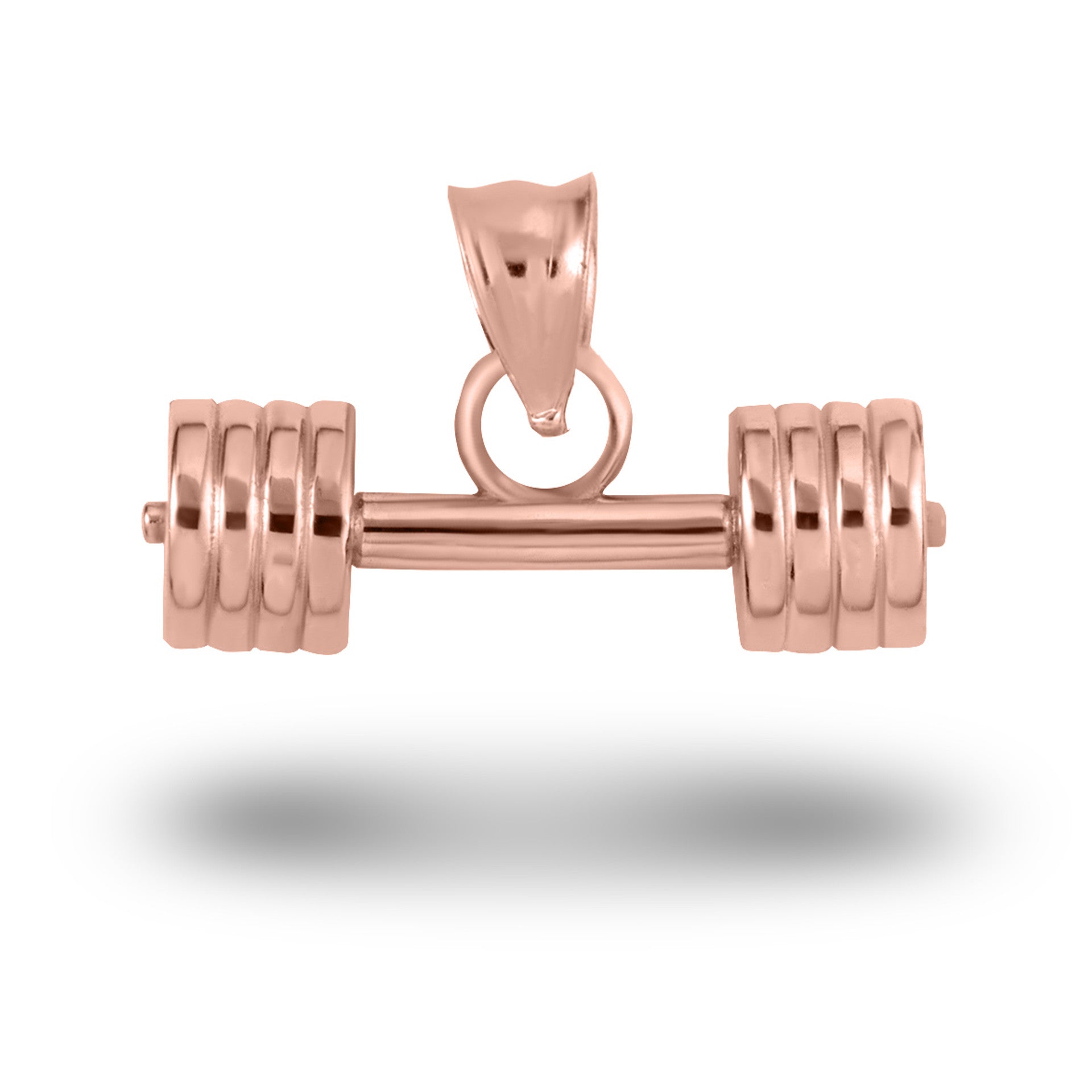 Gold Barbell Weightlifting Fitness Gym Pendant Necklace (Available in Yellow/Rose/White Gold)